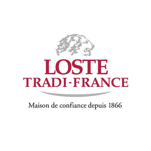 Le logo de Loste est un Lion gris au dessus du nom de la marque Loste. Il s'agit d'une référence newbiz d'Antoine Chadufau pour l'agence Nouvelle Vague à Nantes.